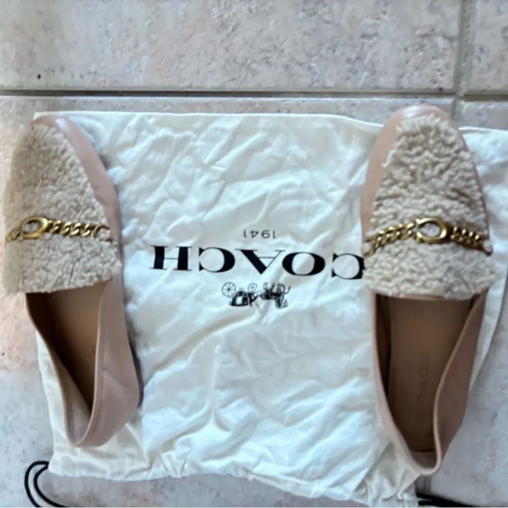 Coach Helena Chain Shearling Loafers fur shoes logo y2k handbag design flats
